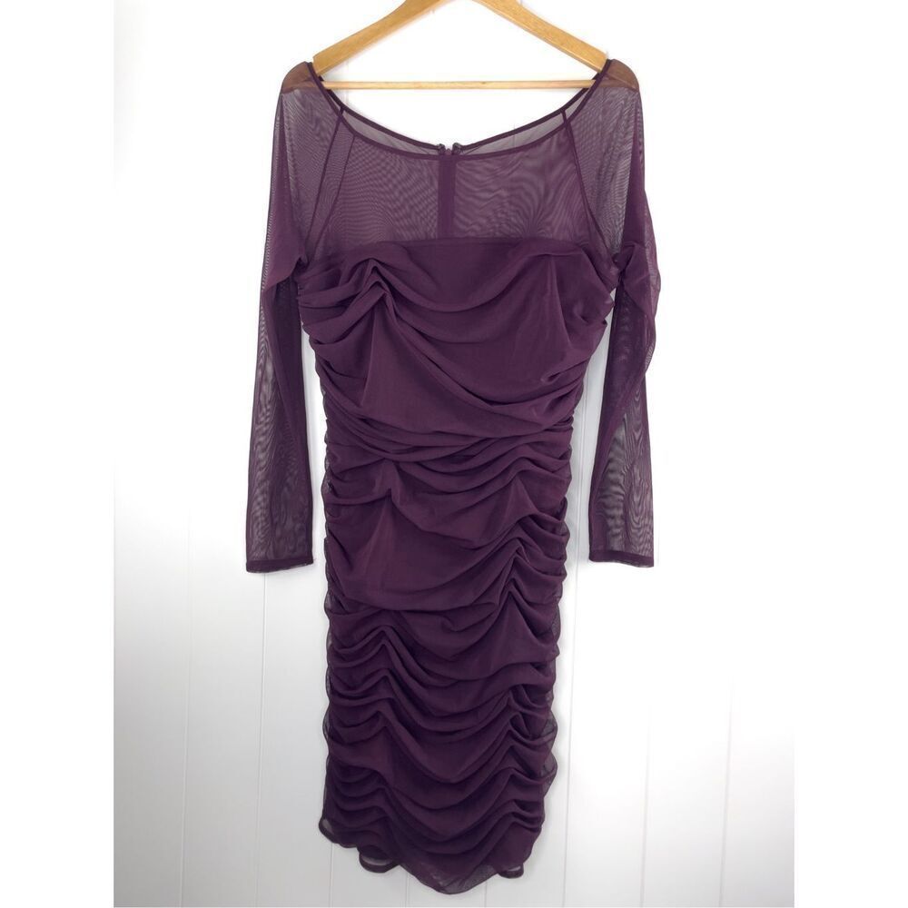 Mark Zunino Purple Mesh and Ruched Dress Size‎ 16